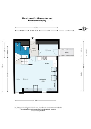 Plattegrond - Marnixstraat 315D, 1016 TB Amsterdam - Marnixstraat 315-D - Amsterdam - Benedenverdieping - 2D.jpg